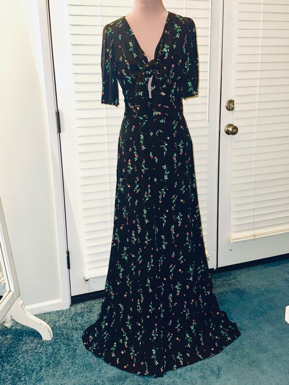 AFRM Black Floral Tie-Front Maxi Dress - Picture 2 of 4
